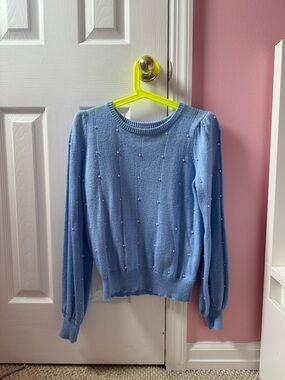 Lilly Pulitzer Women’s Blue Peri Placed Pearls Geraldine Sweater Size M